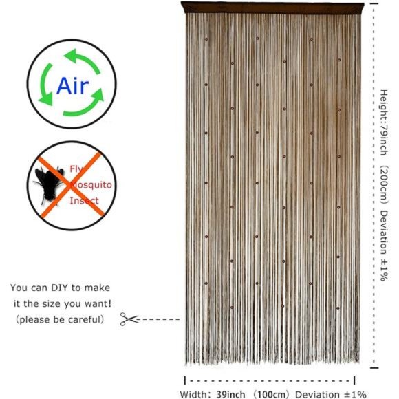 Beaded Curtain Door String Curtains for Doorway Tassels Beads Hanging Fringe - Picture 2 of 6